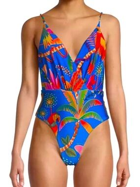 FARM Rio Vibrant macaw party on piece Swimsuit size large
